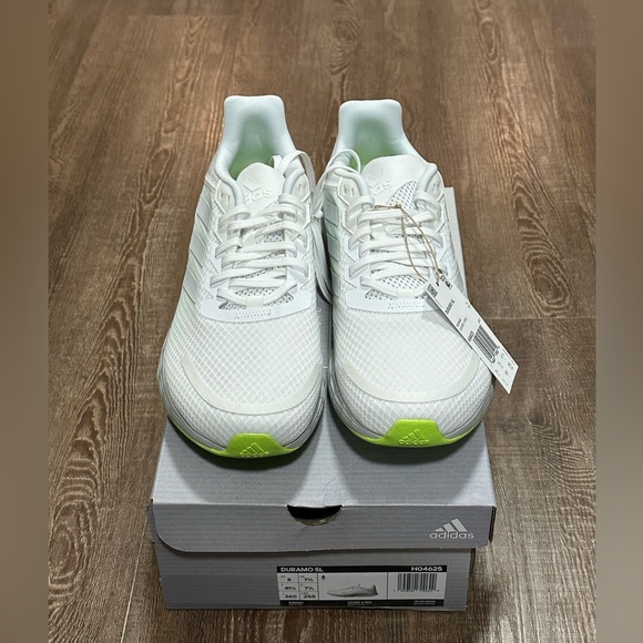 Adidas White/Green Duramo SL Mens Shoes - US Size 8 - Picture 3 of 6